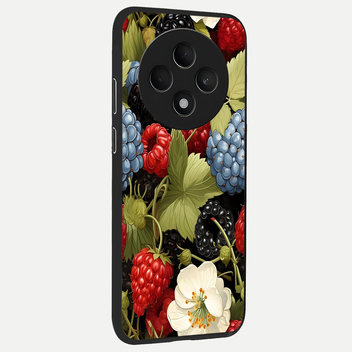  Berry Bloom Charm back cover For Oppo F27 5G slim fit glass case with vibrant aesthetic design