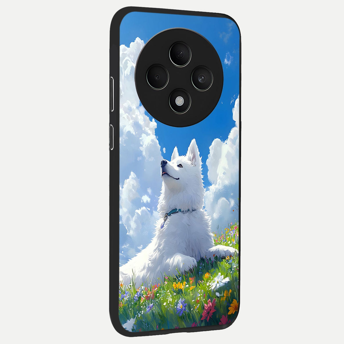  Blissful Cloud Pup back cover For Oppo F27 5G slim fit glass case with vibrant aesthetic design