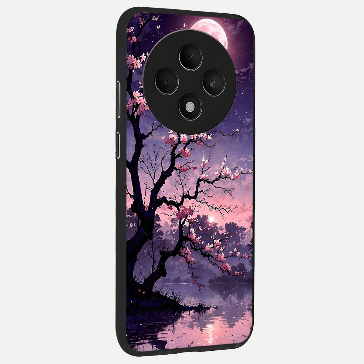  Blossom Pink Moon back cover For Oppo F27 5G slim fit glass case with vibrant aesthetic design