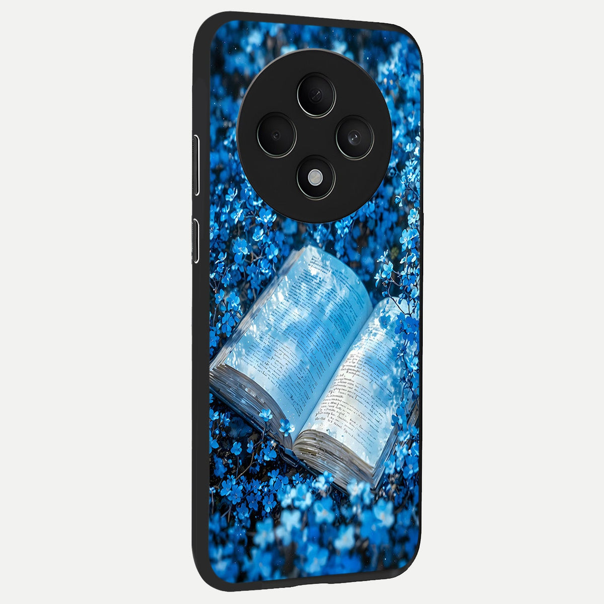  Blue Bloom Tales back cover For Oppo F27 5G slim fit glass case with vibrant aesthetic design