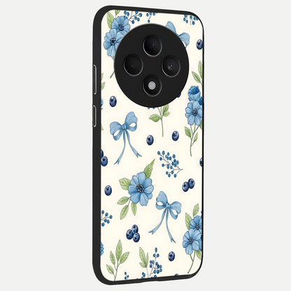  Blue Flower And Bow back cover For Oppo F27 5G slim fit glass case with vibrant aesthetic design