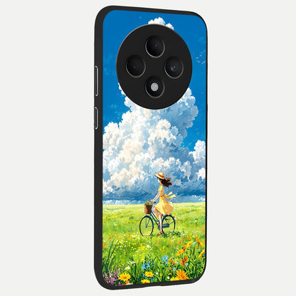 Breezy Meadow Ride back cover For Oppo F27 5G slim fit glass case with vibrant aesthetic design