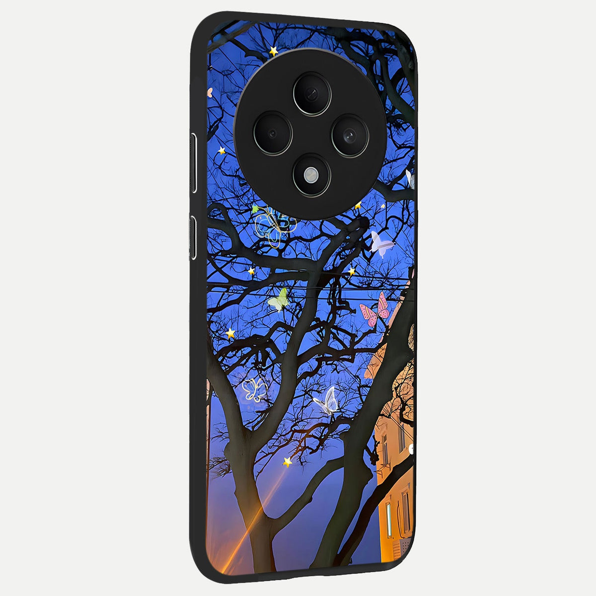  Butterfly Night Magic back cover For Oppo F27 5G slim fit glass case with vibrant aesthetic design