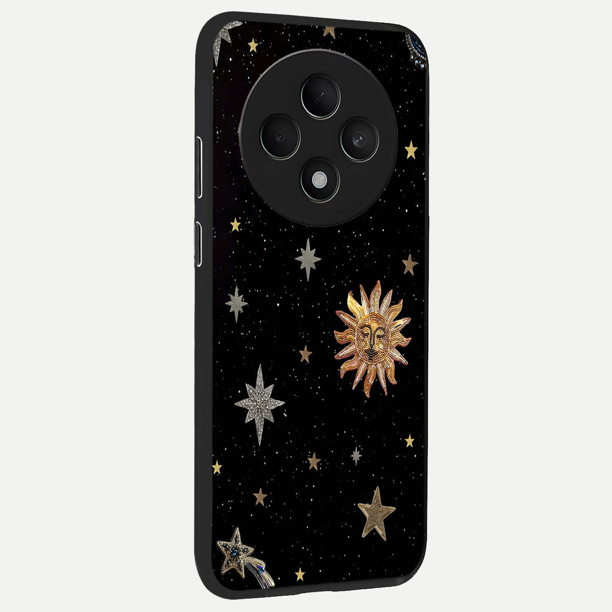  Celestial Moon With Stars back cover For Oppo F27 5G slim fit glass case with vibrant aesthetic design