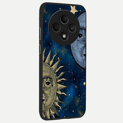  Celestial Moon With Sun back cover For Oppo F27 5G slim fit glass case with vibrant aesthetic design