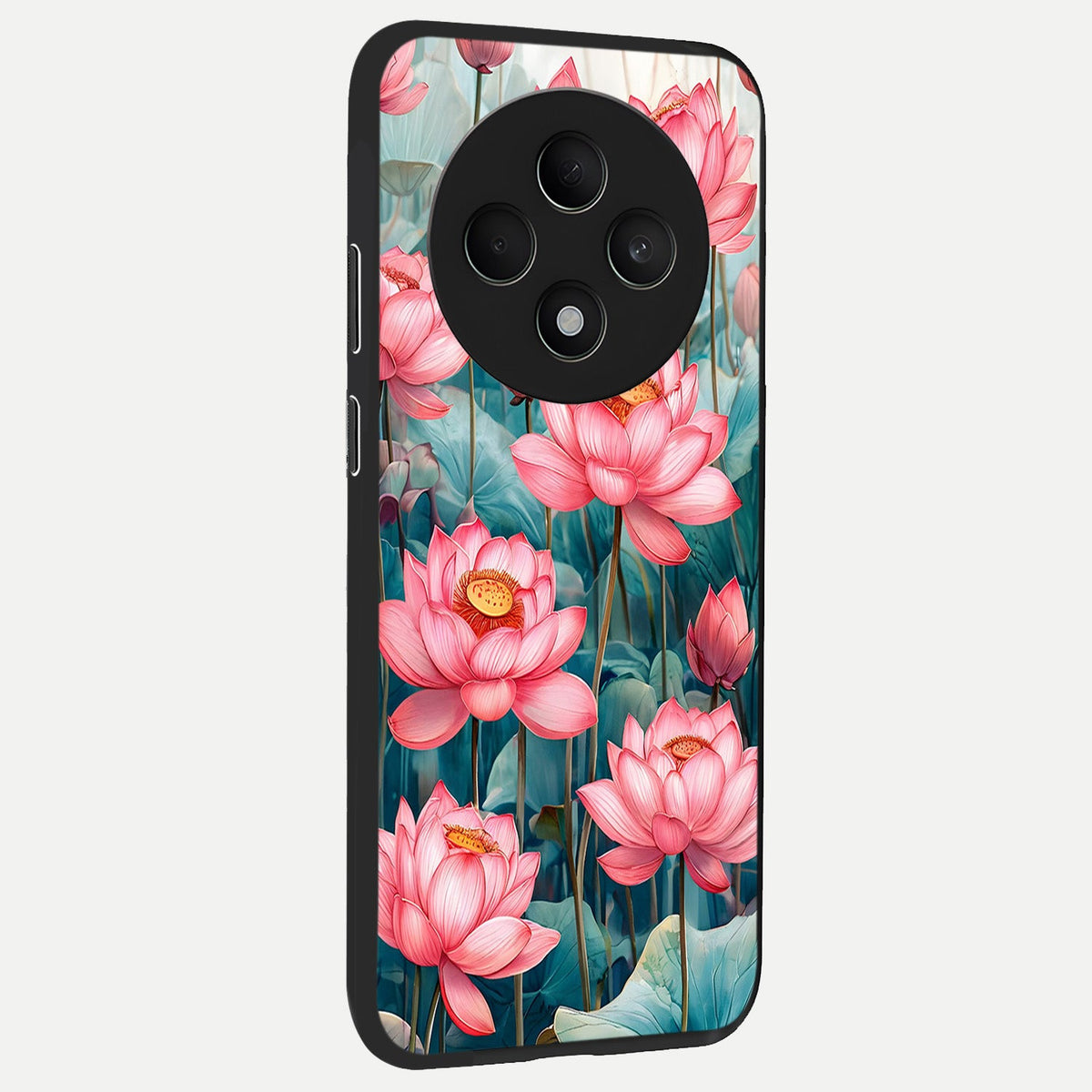  Celestial Pink Lotus back cover For Oppo F27 5G slim fit glass case with vibrant aesthetic design