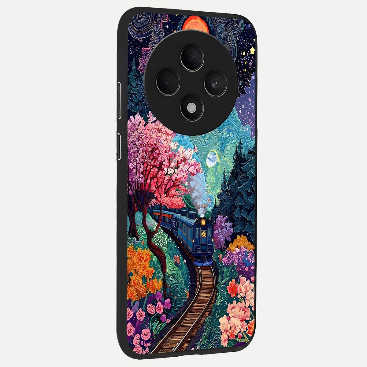  Celestial Train Journey back cover For Oppo F27 5G slim fit glass case with vibrant aesthetic design