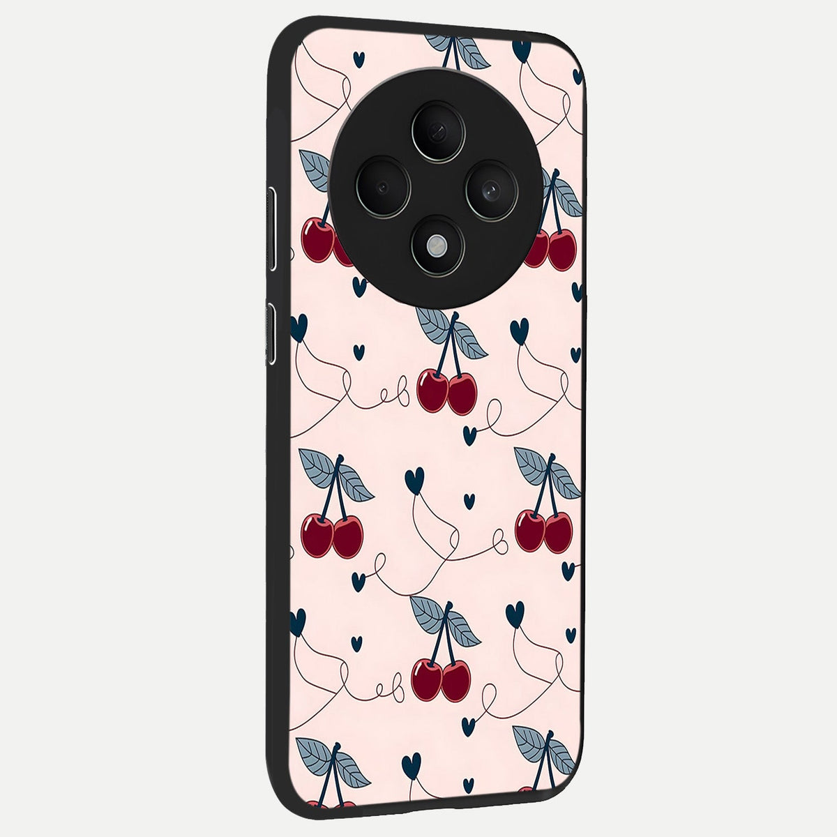  Cherry Heart Line back cover For Oppo F27 5G slim fit glass case with vibrant aesthetic design