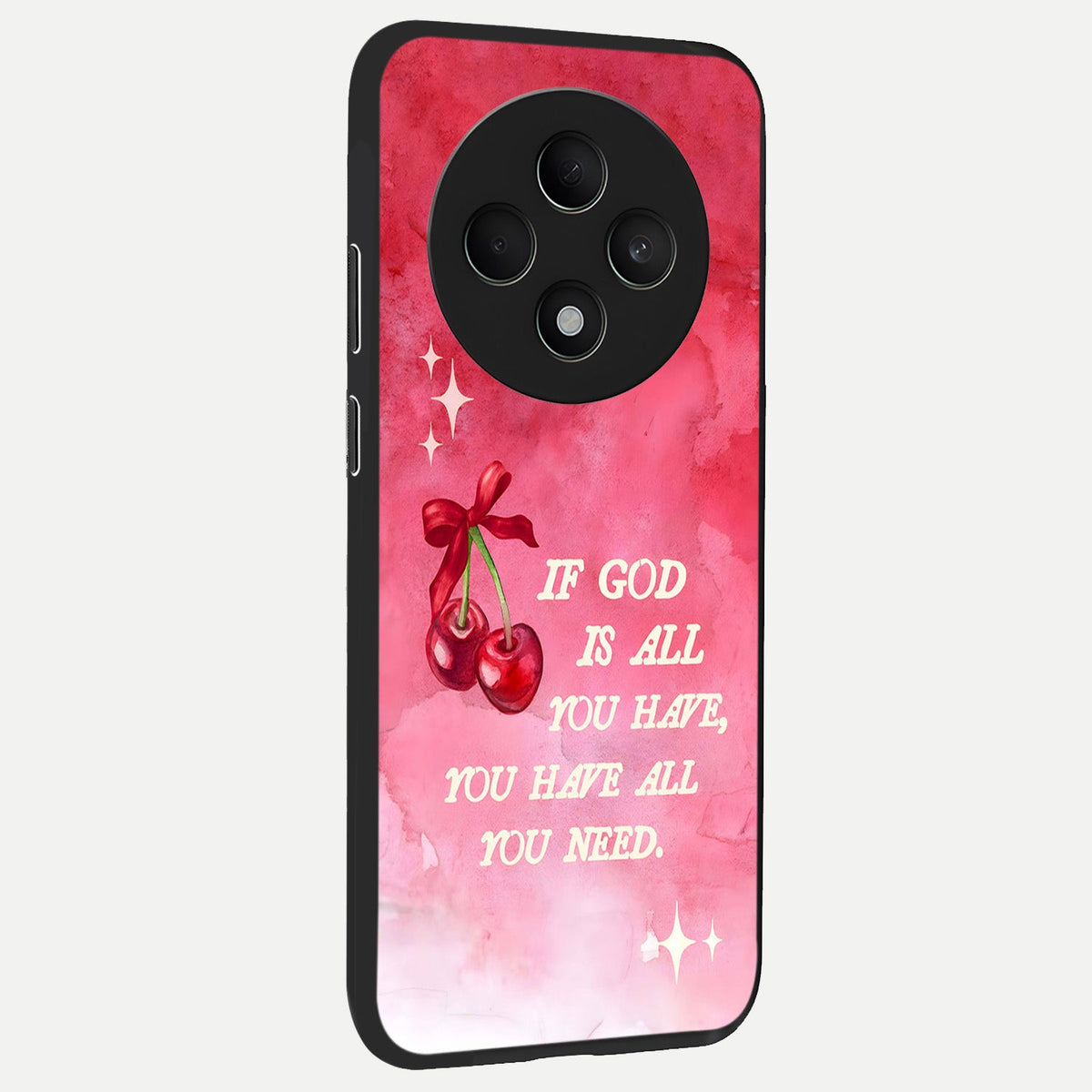  Cherry Quote back cover For Oppo F27 5G slim fit glass case with vibrant aesthetic design
