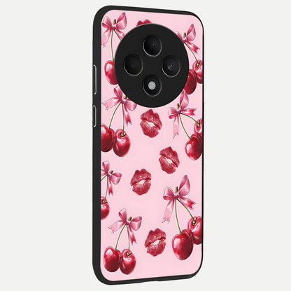 Cherry With Lips back cover For Oppo F27 5G slim fit glass case with vibrant aesthetic design