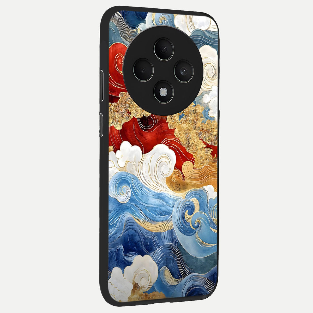  Colored Waves back cover For Oppo F27 5G slim fit glass case with vibrant aesthetic design