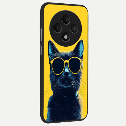  Cool Cat Vibes back cover For Oppo F27 5G slim fit glass case with vibrant aesthetic design