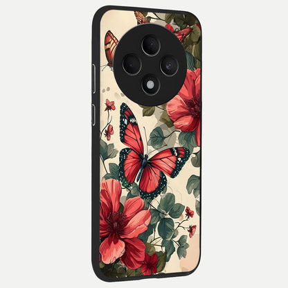  Crimson Butterfly Garden back cover For Oppo F27 5G slim fit glass case with vibrant aesthetic design