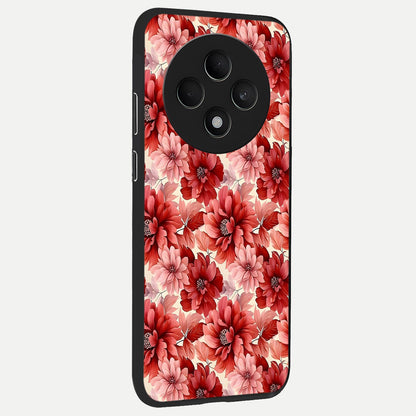  Crimson Love Petals back cover For Oppo F27 5G slim fit glass case with vibrant aesthetic design