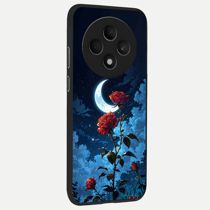  Crimson Rose Moon back cover For Oppo F27 5G slim fit glass case with vibrant aesthetic design