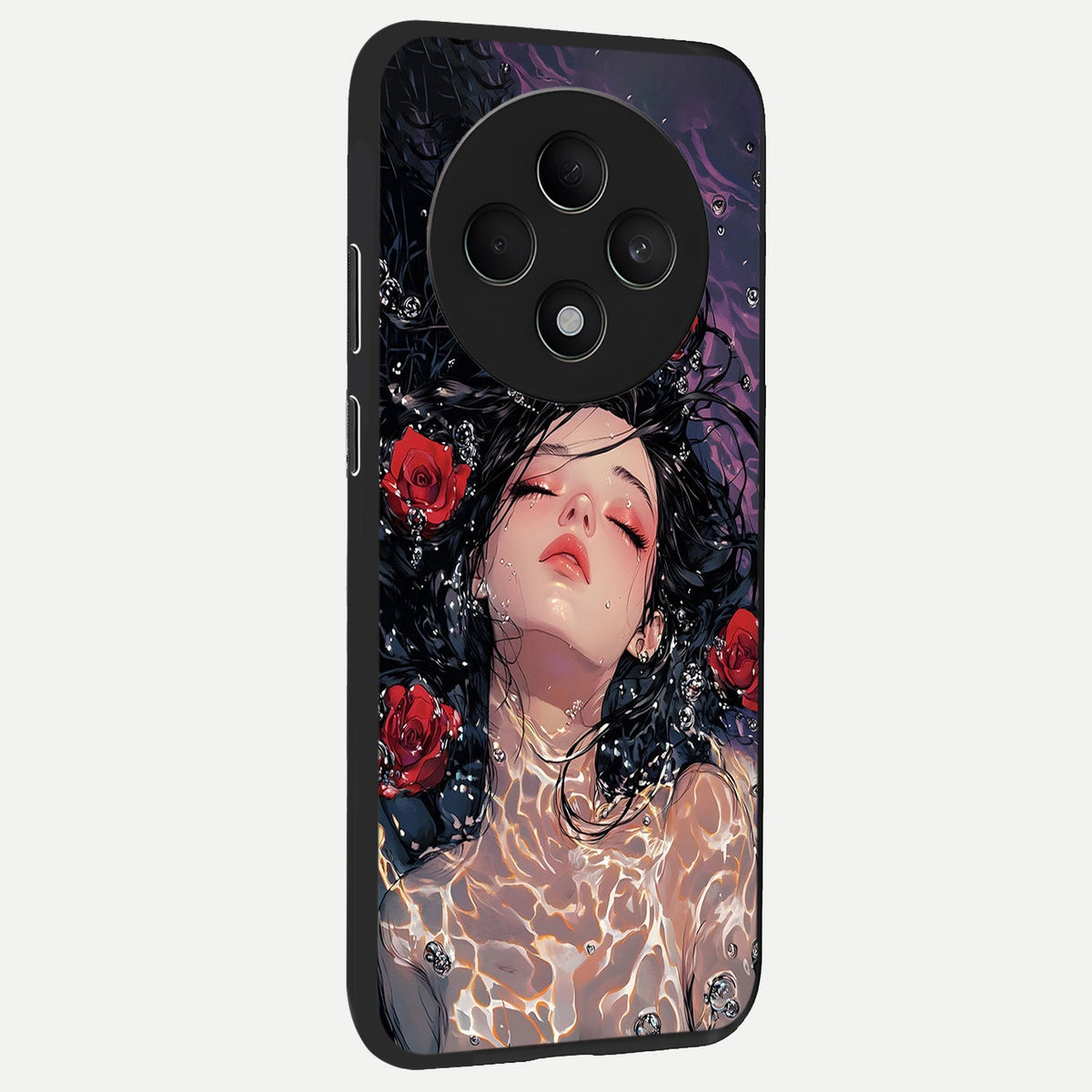  Crimson Rose Serenity back cover For Oppo F27 5G slim fit glass case with vibrant aesthetic design