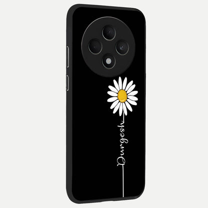  Custom Name White Flower back cover For Oppo F27 5G slim fit glass case with vibrant aesthetic design