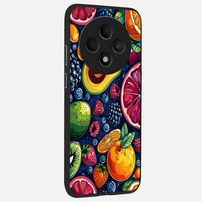  Cute Fruits Art back cover For Oppo F27 5G slim fit glass case with vibrant aesthetic design