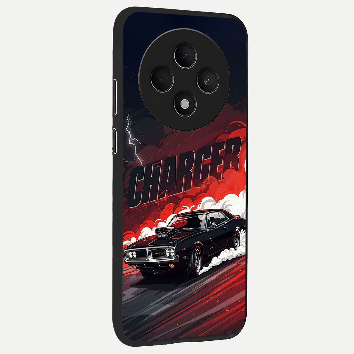  Dark Charger Fury back cover For Oppo F27 5G slim fit glass case with vibrant aesthetic design