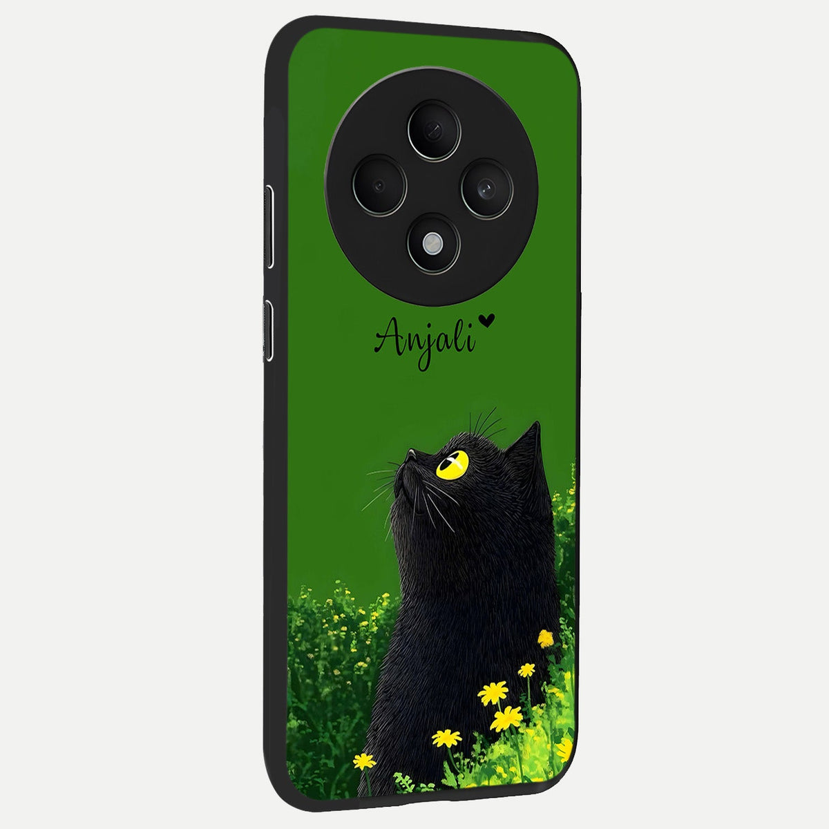  Emerald Cat Custom Name back cover For Oppo F27 5G slim fit glass case with vibrant aesthetic design