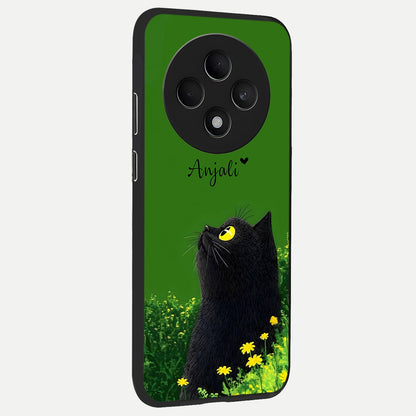  Emerald Cat Custom Name back cover For Oppo F27 5G slim fit glass case with vibrant aesthetic design