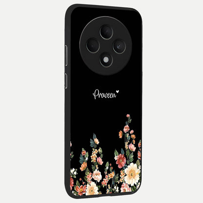  Floral Design Personalized Custom Name back cover For Oppo F27 5G slim fit glass case with vibrant aesthetic design