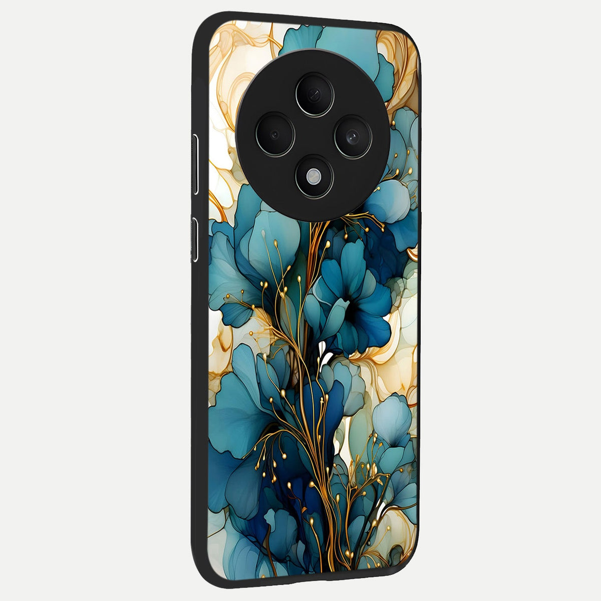  Golden Bloom Symphony back cover For Oppo F27 5G slim fit glass case with vibrant aesthetic design