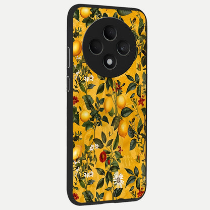  Golden Lemon Field back cover For Oppo F27 5G slim fit glass case with vibrant aesthetic design