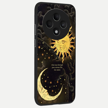  Golden Lunar Love back cover For Oppo F27 5G slim fit glass case with vibrant aesthetic design