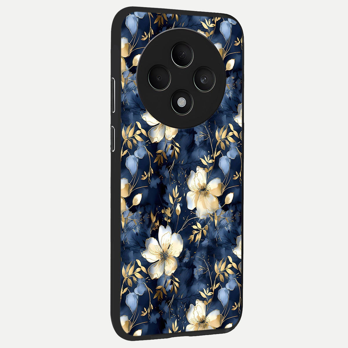  Golden Midnight Bloom back cover For Oppo F27 5G slim fit glass case with vibrant aesthetic design