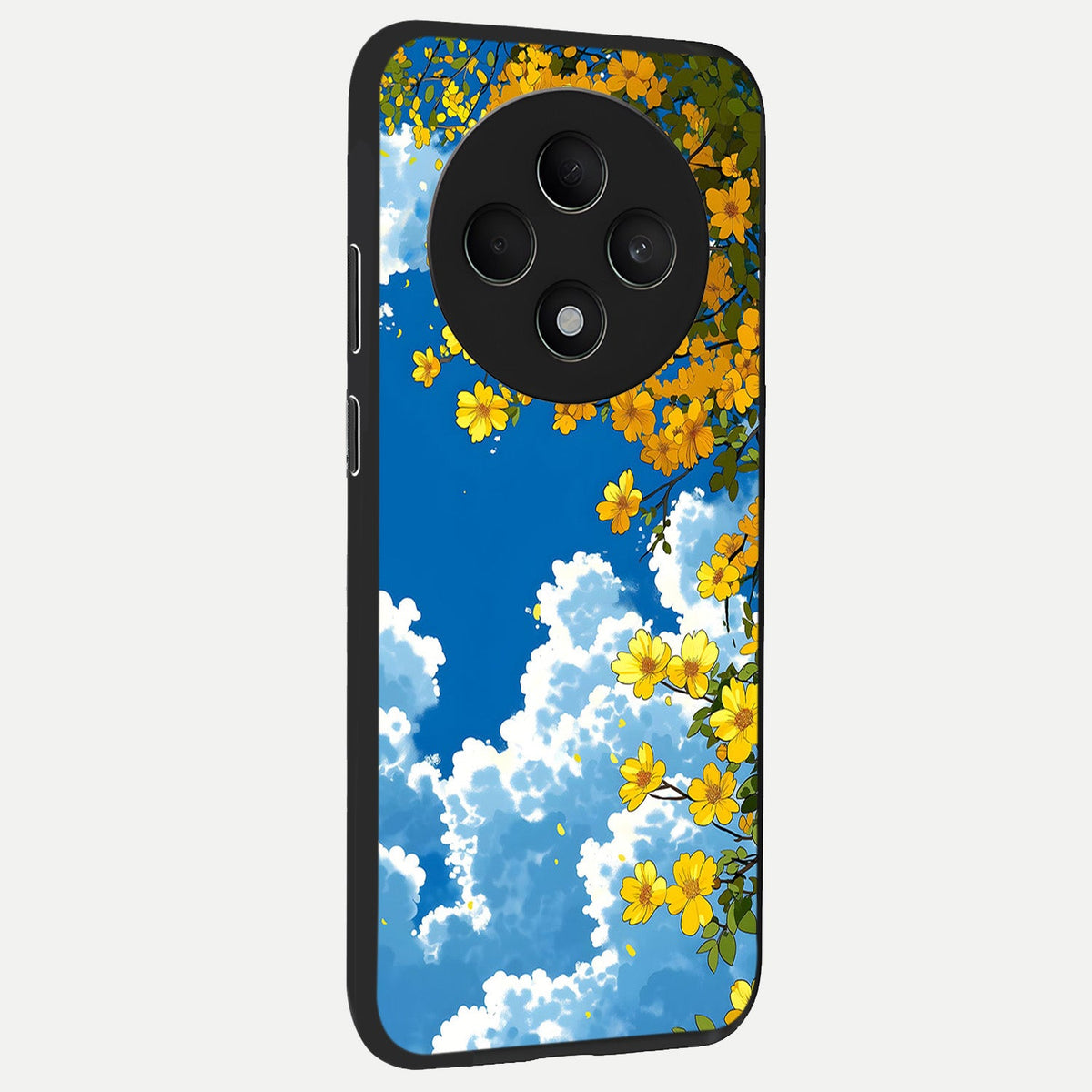  Golden Petal Sky back cover For Oppo F27 5G slim fit glass case with vibrant aesthetic design