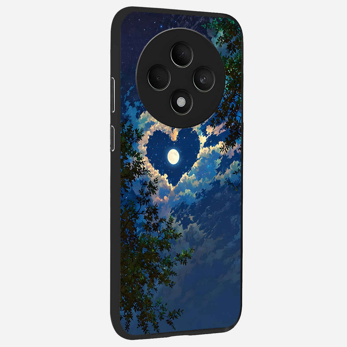  Heart With Moon Sky back cover For Oppo F27 5G slim fit glass case with vibrant aesthetic design