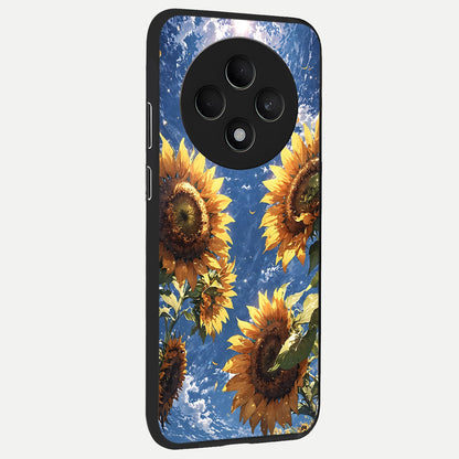  Heavenly Sunflower Rise back cover For Oppo F27 5G slim fit glass case with vibrant aesthetic design