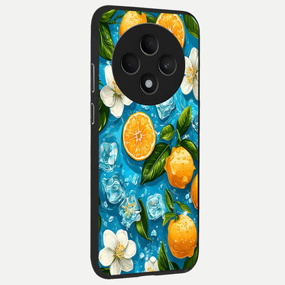 Ice Cube With Orange back cover For Oppo F27 5G slim fit glass case with vibrant aesthetic design