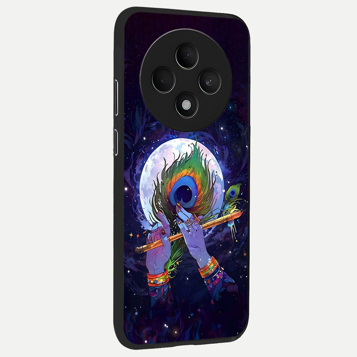  Krishna Hands Art back cover For Oppo F27 5G slim fit glass case with vibrant aesthetic design
