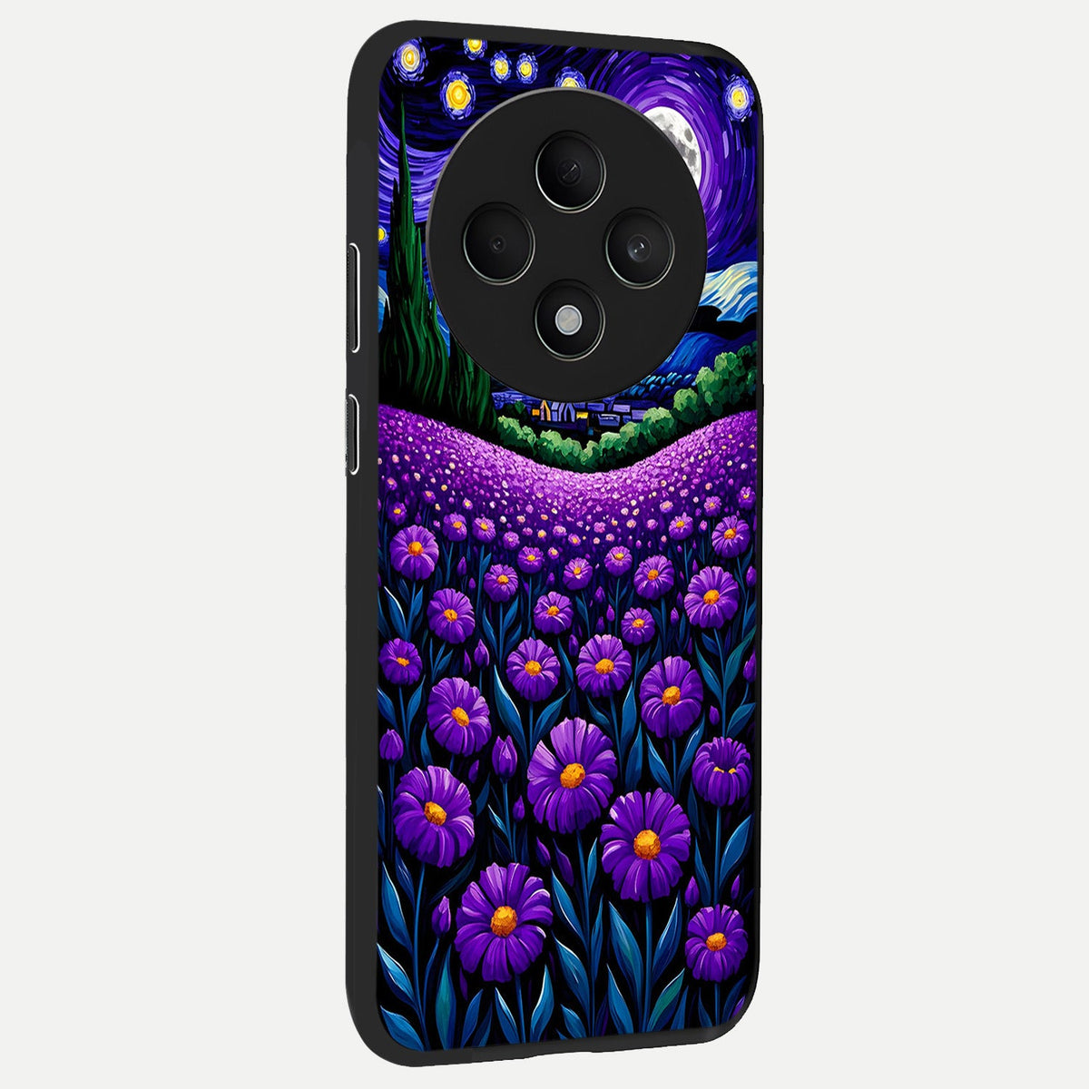  Lavender Moon Field back cover For Oppo F27 5G slim fit glass case with vibrant aesthetic design