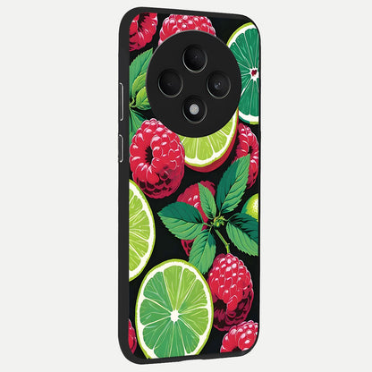  Lime and Raspberry Pattern back cover For Oppo F27 5G slim fit glass case with vibrant aesthetic design