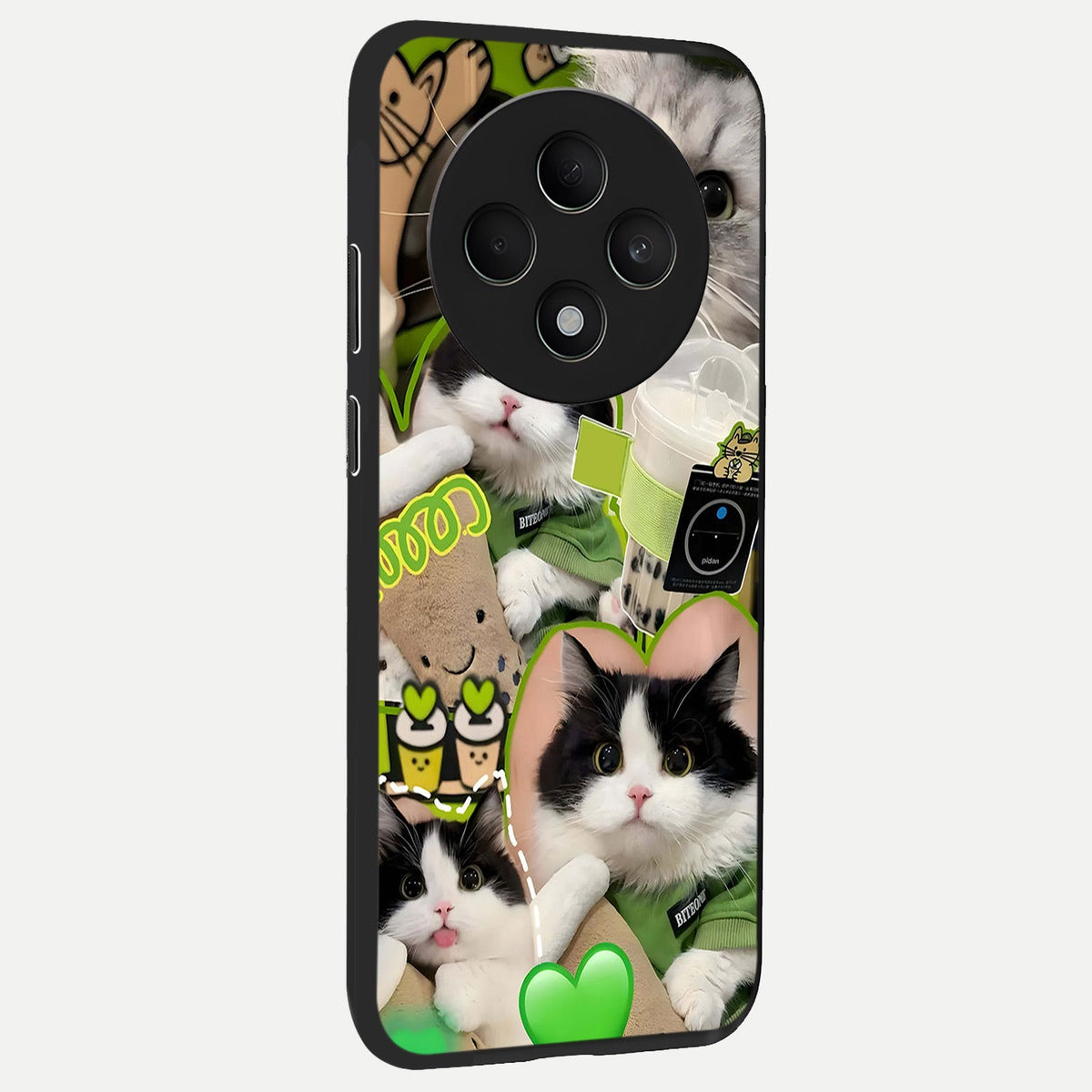  Matcha Cats Mood back cover For Oppo F27 5G slim fit glass case with vibrant aesthetic design