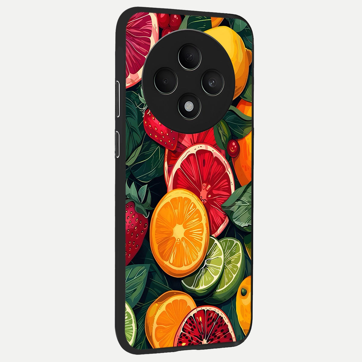  Multiple Fruits back cover For Oppo F27 5G slim fit glass case with vibrant aesthetic design