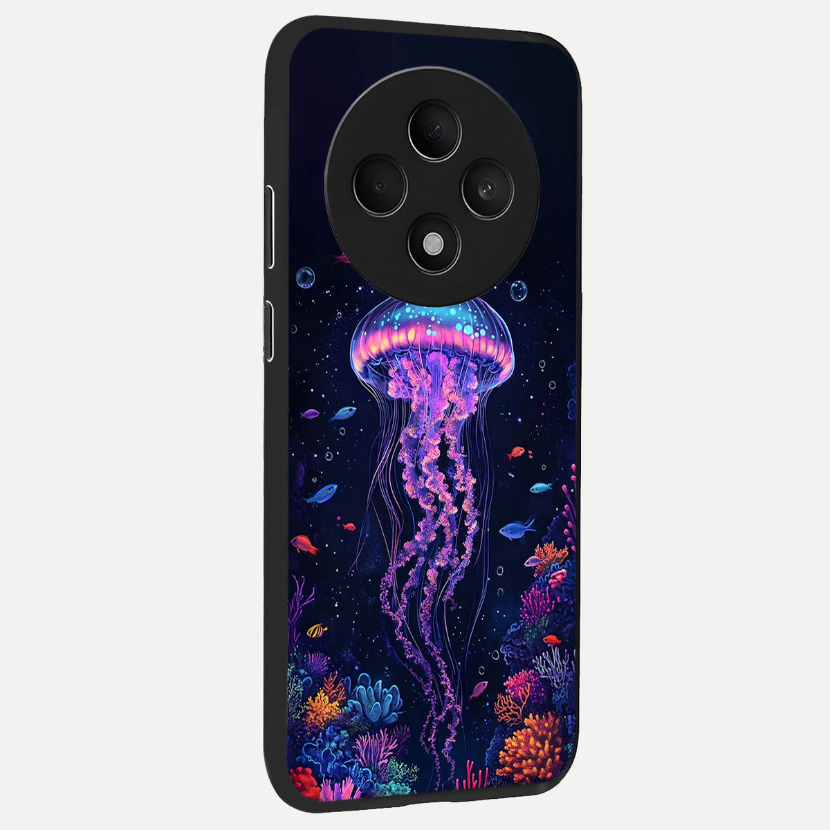  Neon Jellyfish back cover For Oppo F27 5G slim fit glass case with vibrant aesthetic design