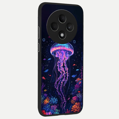  Neon Jellyfish back cover For Oppo F27 5G slim fit glass case with vibrant aesthetic design