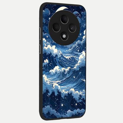  Ocean Moon Waves back cover For Oppo F27 5G slim fit glass case with vibrant aesthetic design
