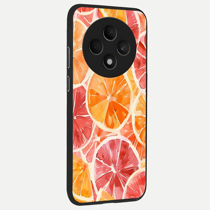  Orange Fruits Pattern back cover For Oppo F27 5G slim fit glass case with vibrant aesthetic design