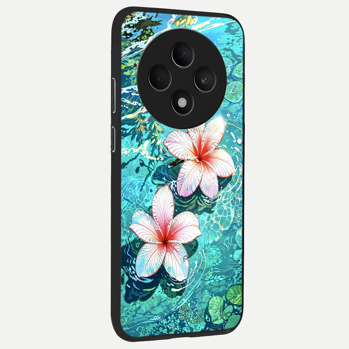  Pink Flowers in Water back cover For Oppo F27 5G slim fit glass case with vibrant aesthetic design
