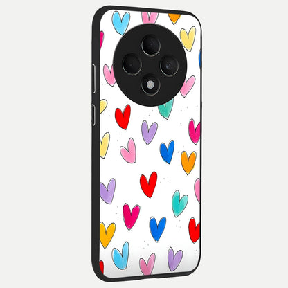 Playful Love Doodles back cover For Oppo F27 5G slim fit glass case with vibrant aesthetic design
