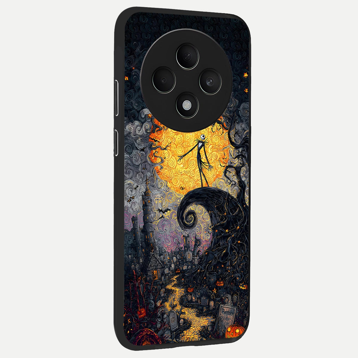  Pumpkin Moon Night back cover For Oppo F27 5G slim fit glass case with vibrant aesthetic design