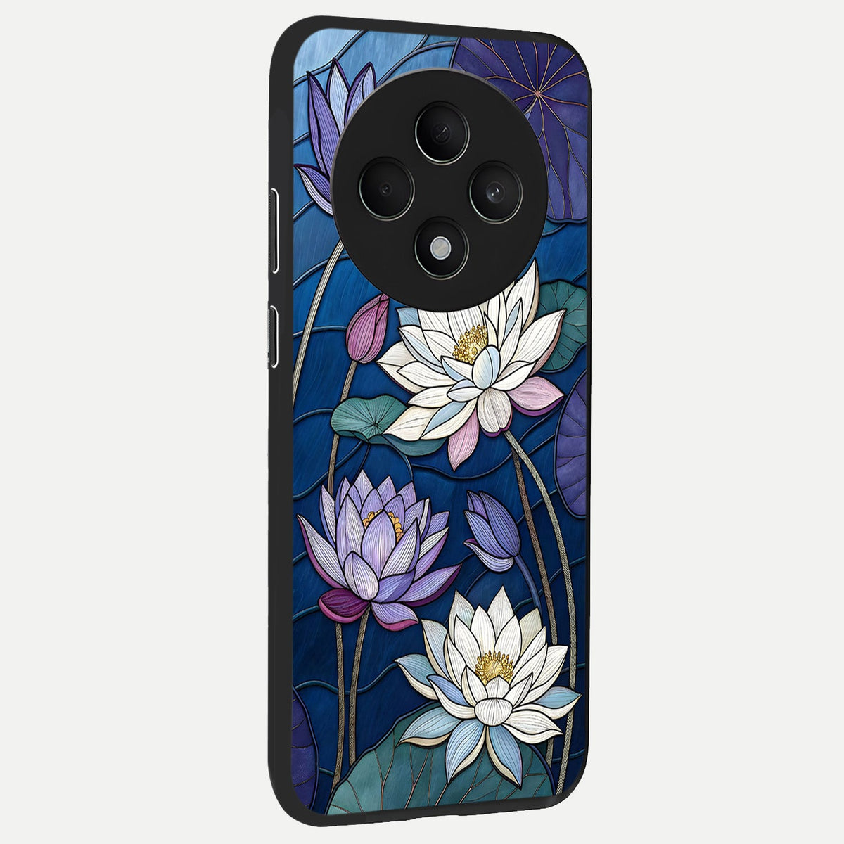  Purple Lotus Stained back cover For Oppo F27 5G slim fit glass case with vibrant aesthetic design