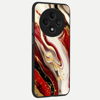  Red And White Marble back cover For Oppo F27 5G slim fit glass case with vibrant aesthetic design