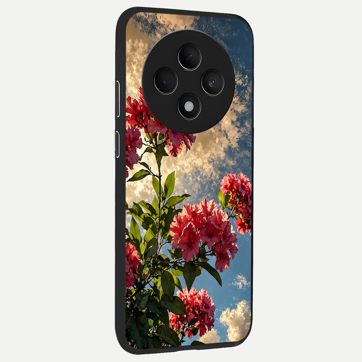  Red Bloom Skies back cover For Oppo F27 5G slim fit glass case with vibrant aesthetic design