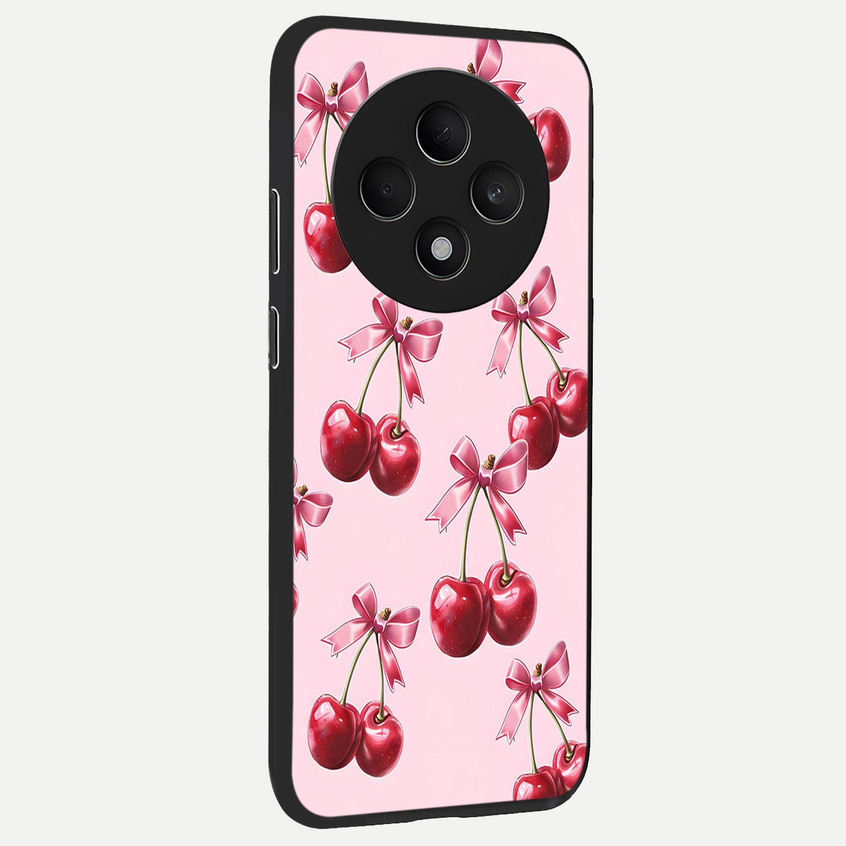  Red Cherries Pattern back cover For Oppo F27 5G slim fit glass case with vibrant aesthetic design